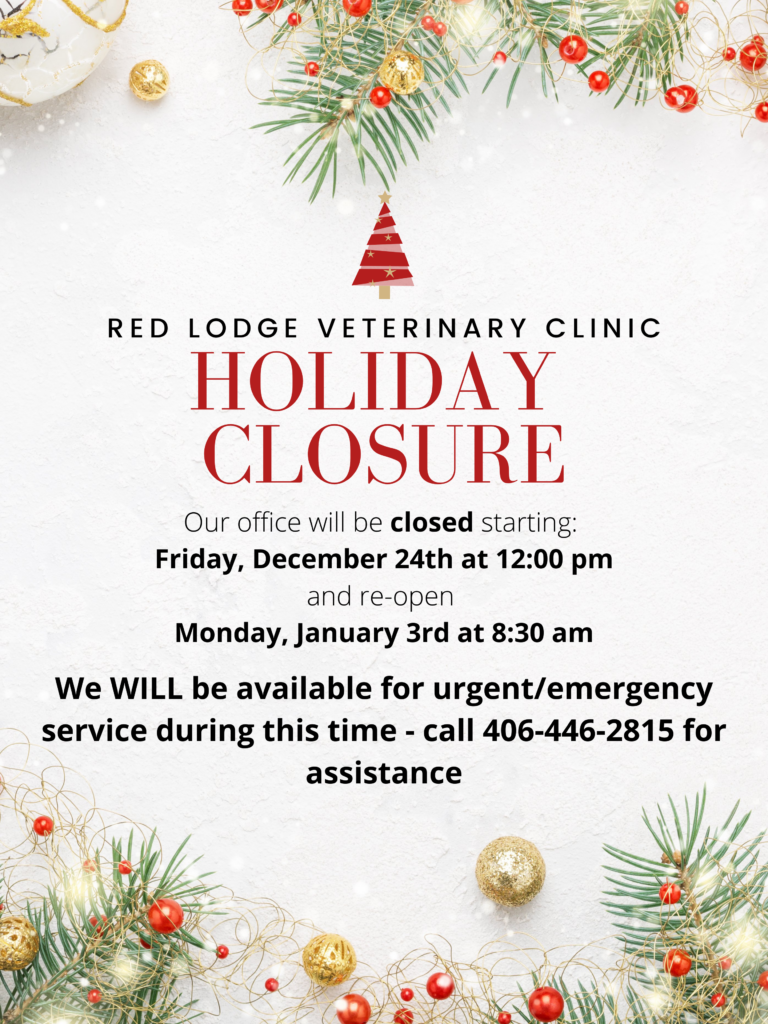 Holiday Closure Dec 24th – January 3rd – Emergency Only – Red Lodge ...