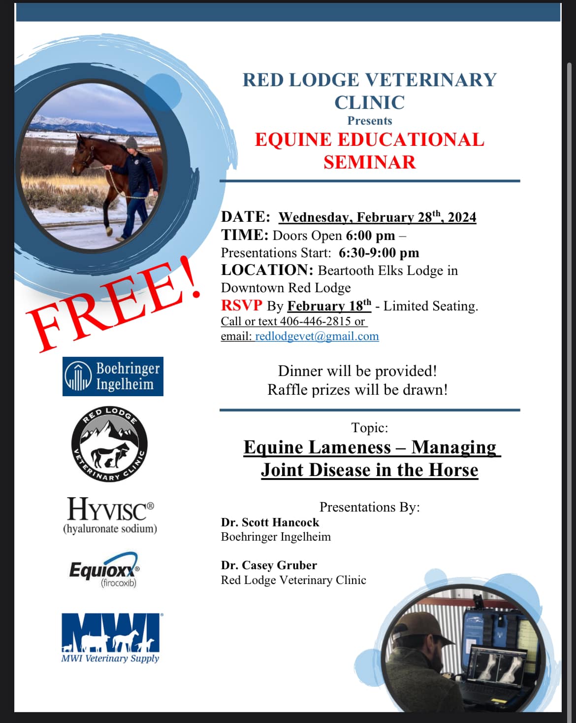 2024 Equine Seminar Managing Joint Disease in the Horse Red Lodge